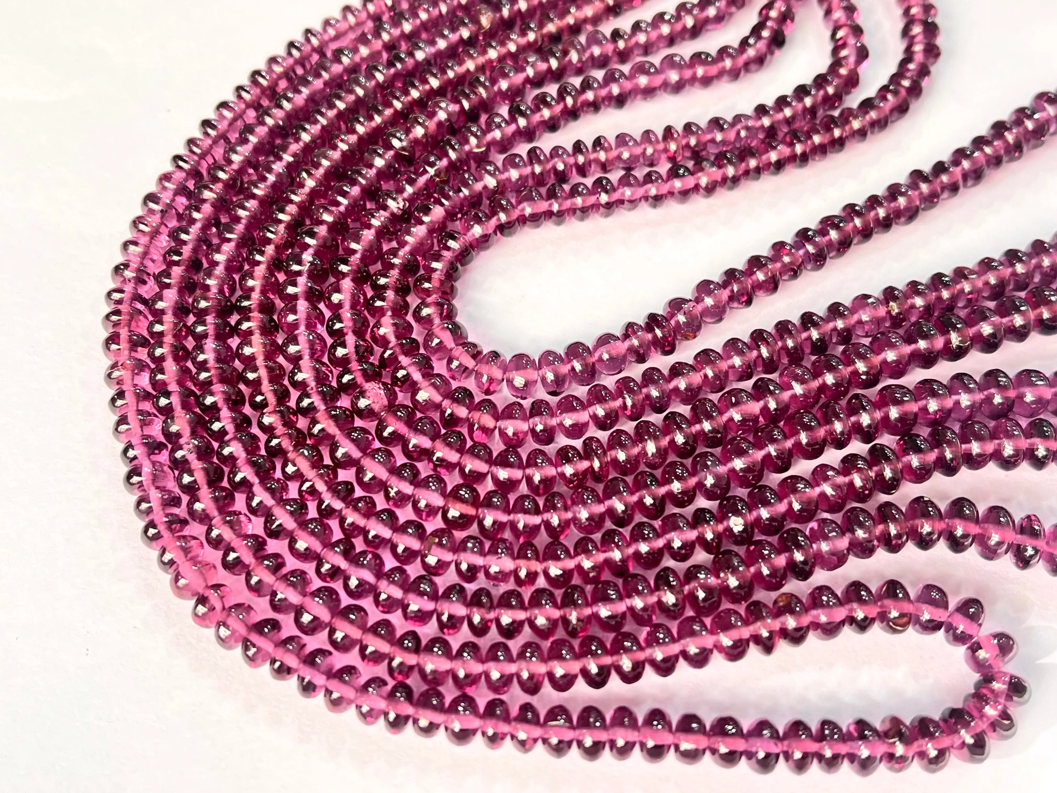 Natural Malaya Garnet Smooth Rondelle Shape Beads