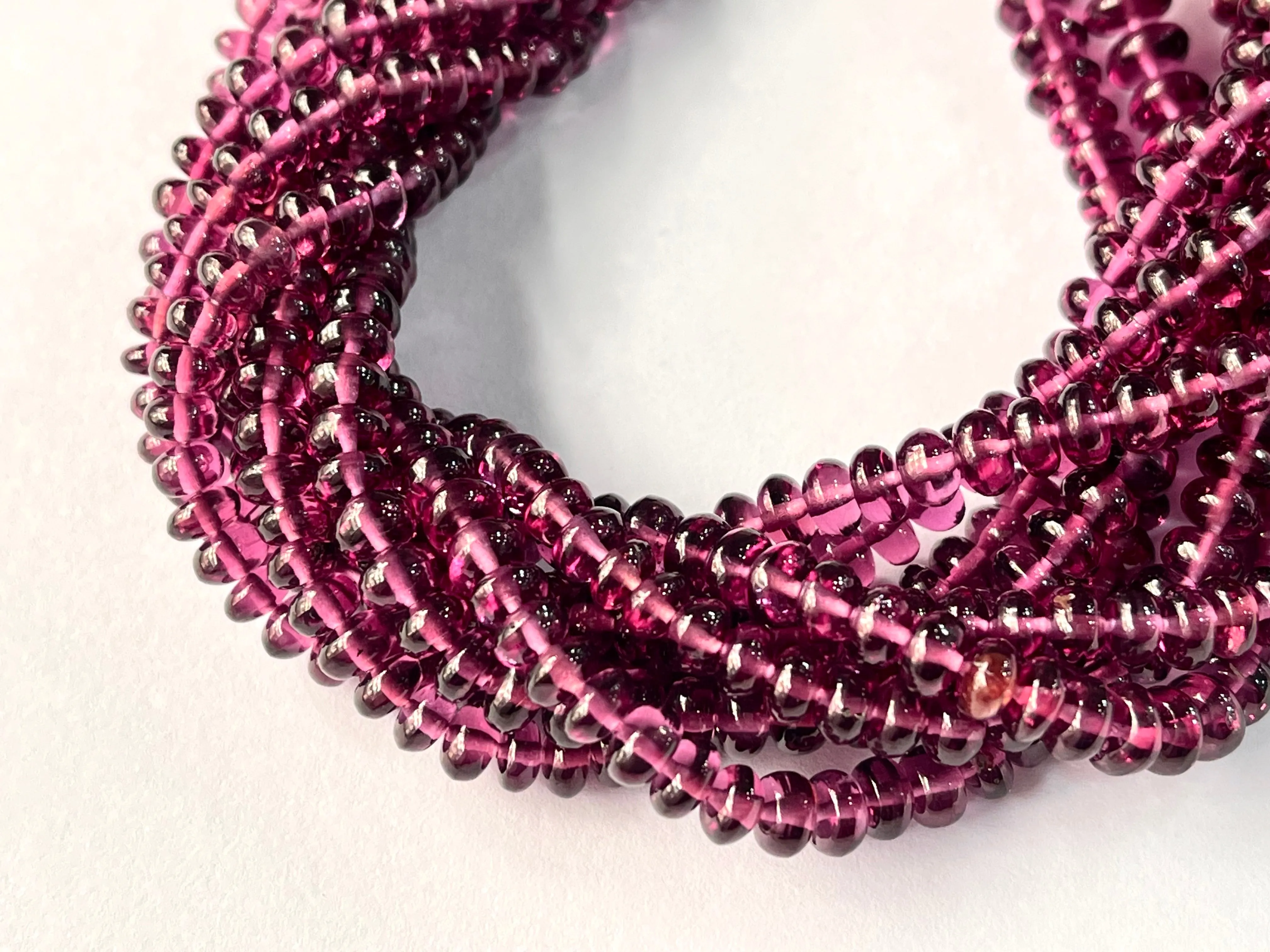 Natural Malaya Garnet Smooth Rondelle Shape Beads