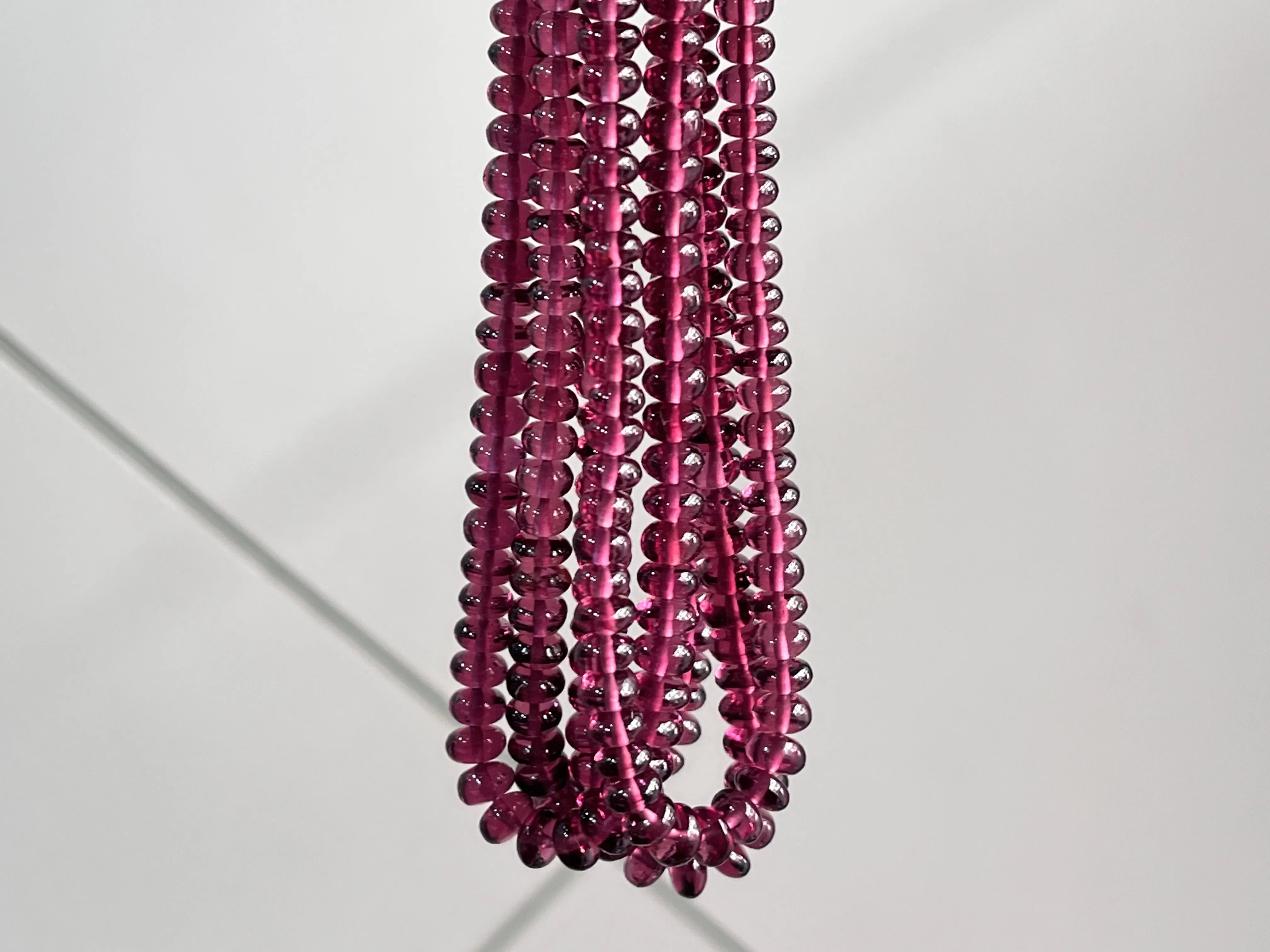 Natural Malaya Garnet Smooth Rondelle Shape Beads