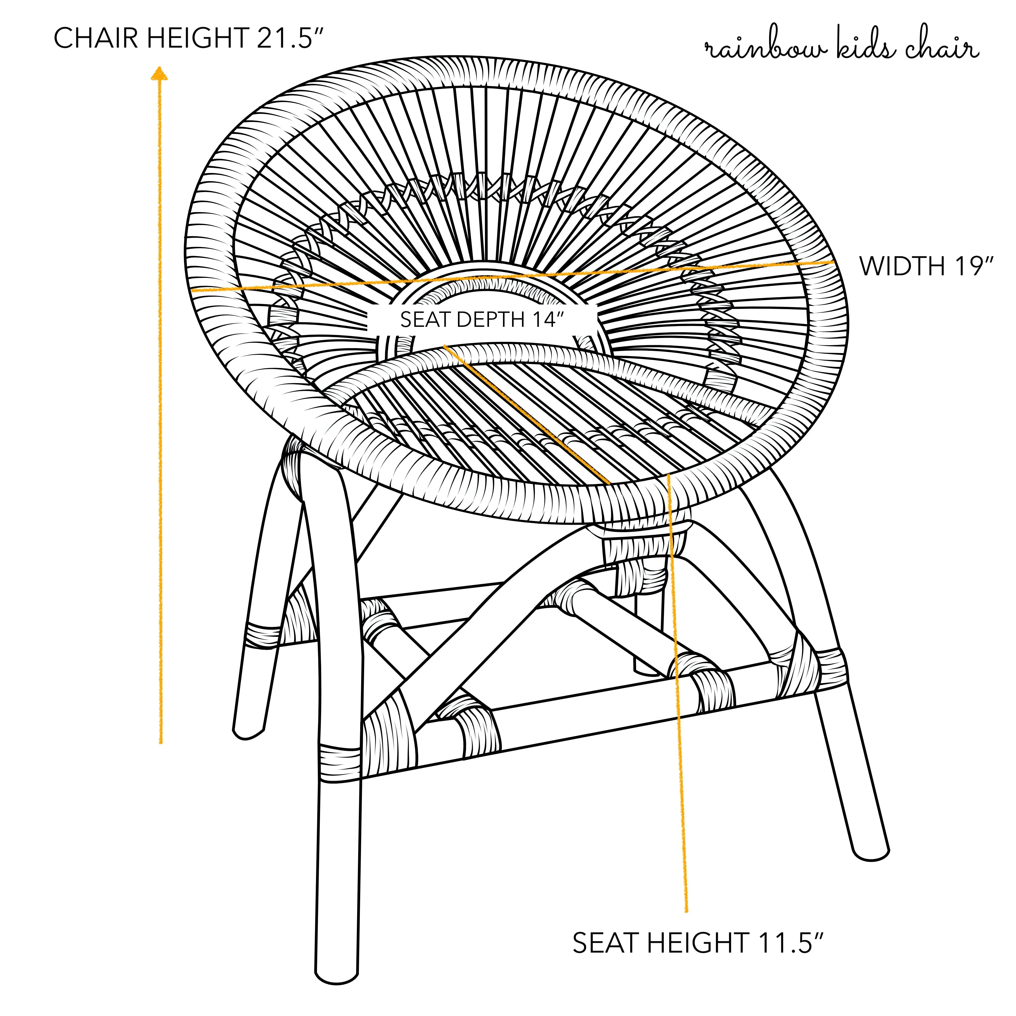 Rainbow Rattan Kids Chair - Natural
