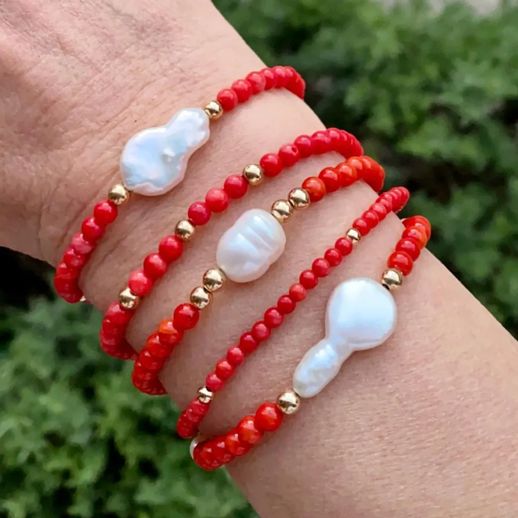 Red Coral Beads Mix