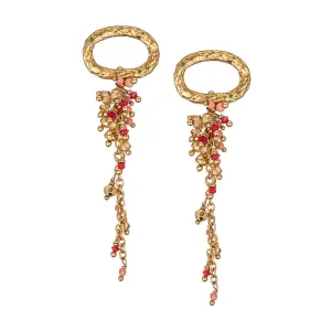 Red Coral Waterfall Earrings