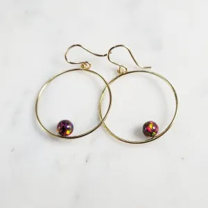 Red Fire Opal Hoop Earrings, 1" Hoop Earrings