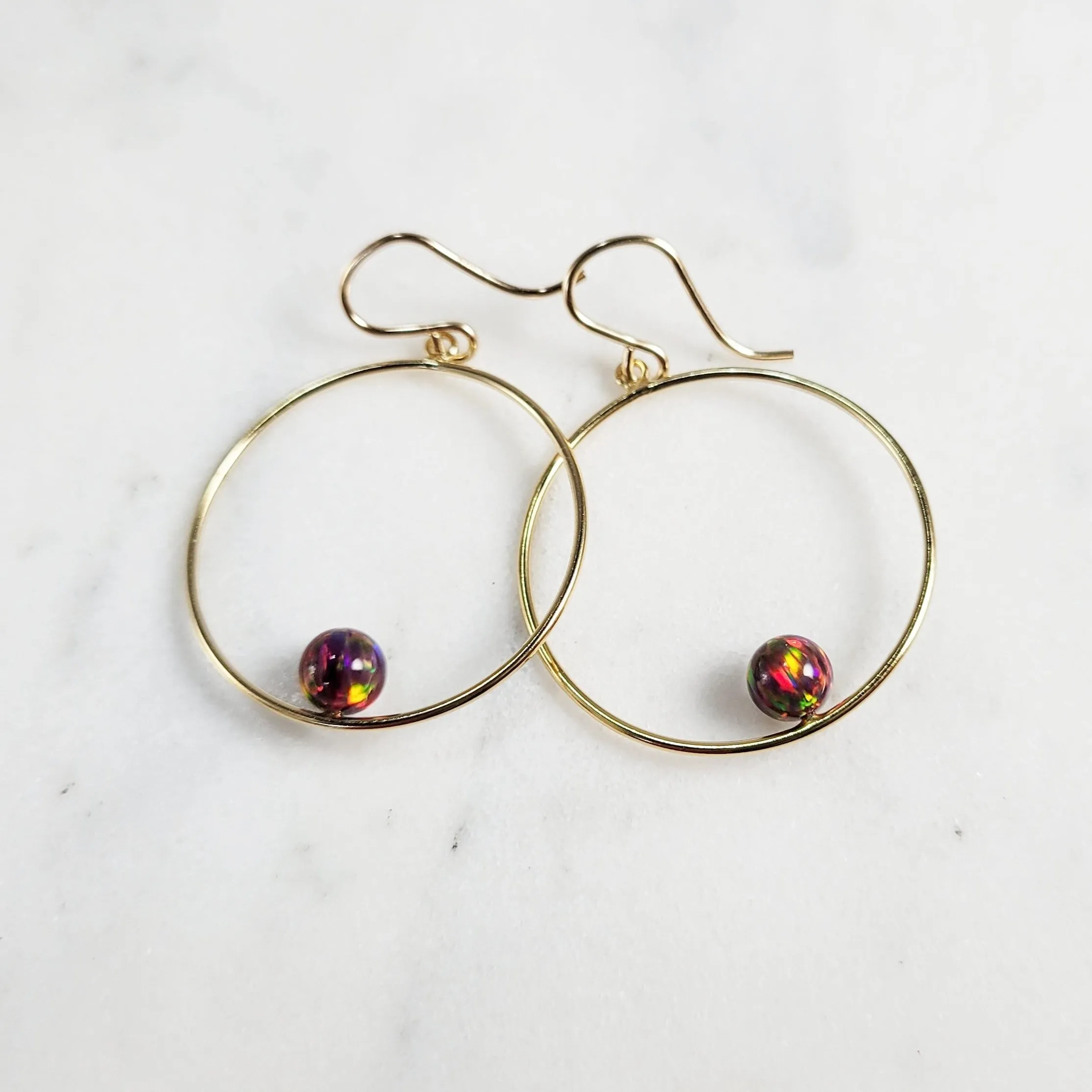 Red Fire Opal Hoop Earrings, 1" Hoop Earrings
