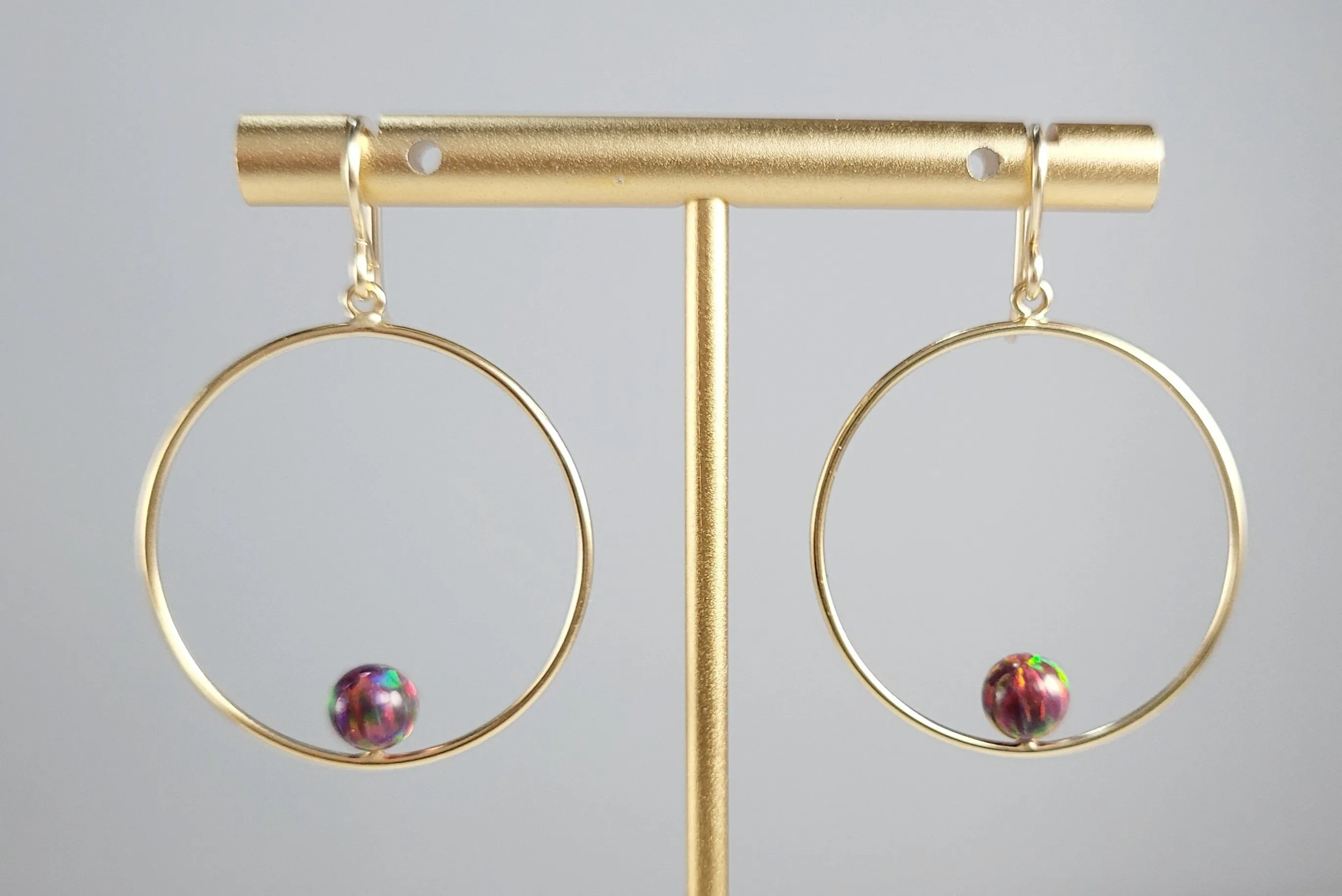 Red Fire Opal Hoop Earrings, 1" Hoop Earrings