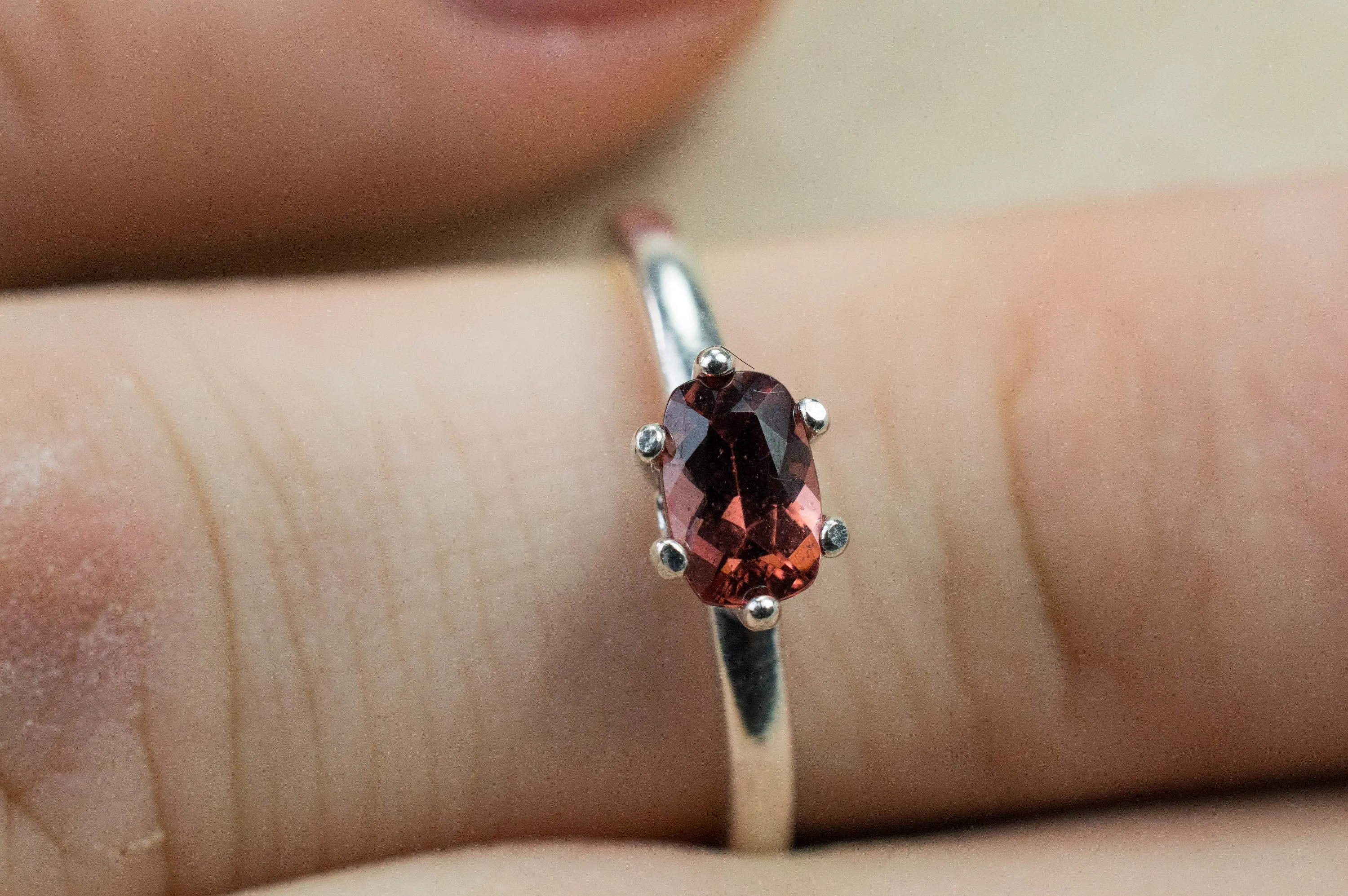 Rhodolite Garnet Ring; Genuine Untreated North Carolina Garnet; 0.620cts