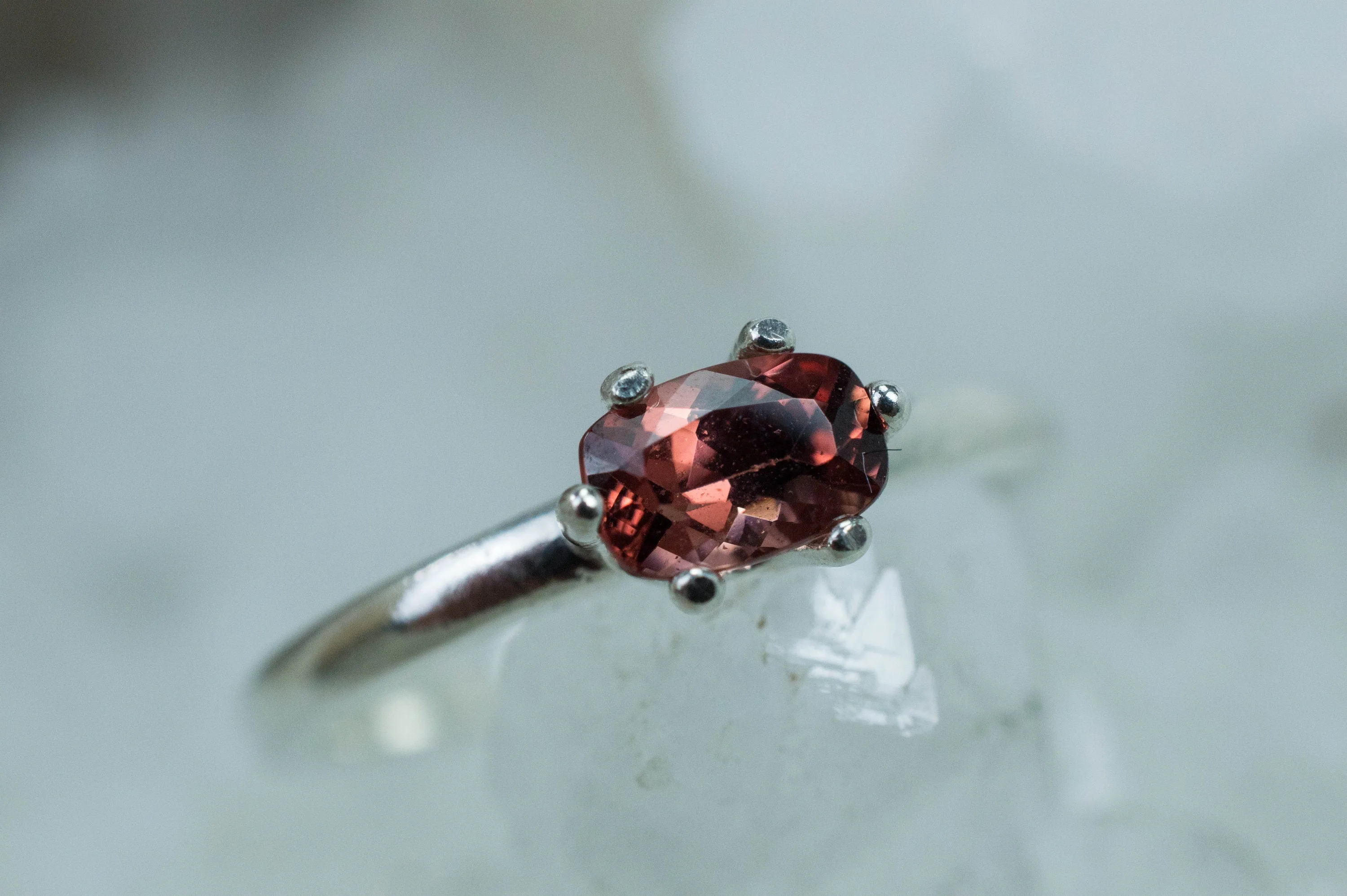 Rhodolite Garnet Ring; Genuine Untreated North Carolina Garnet; 0.620cts