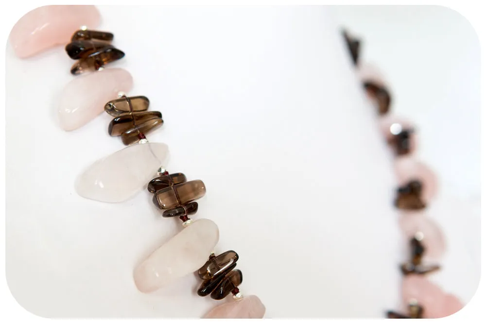 Rose Quartz and Smoky Quartz Necklace