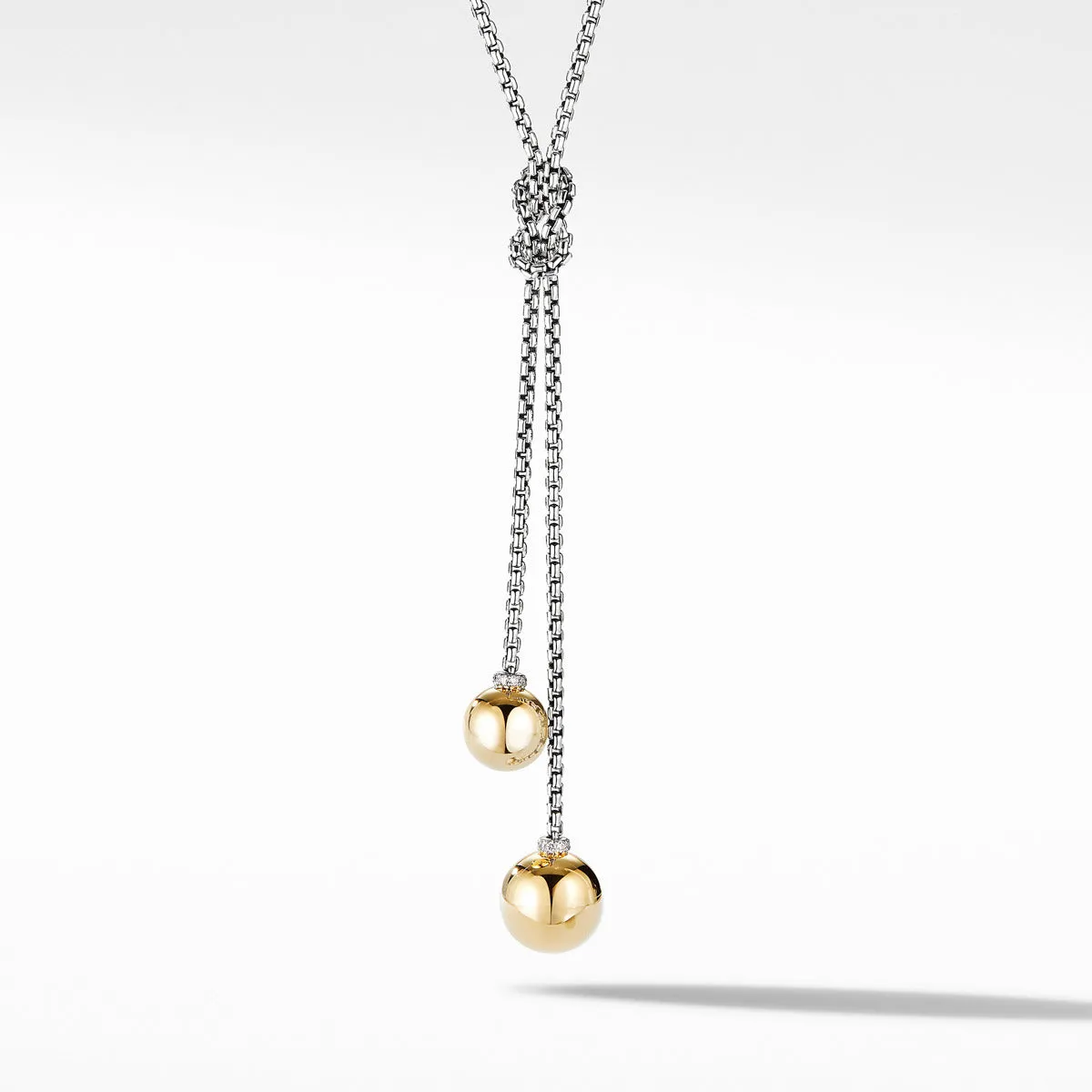 Solari Knot Necklace with 18K Yellow Gold Domes and Pave Diamonds