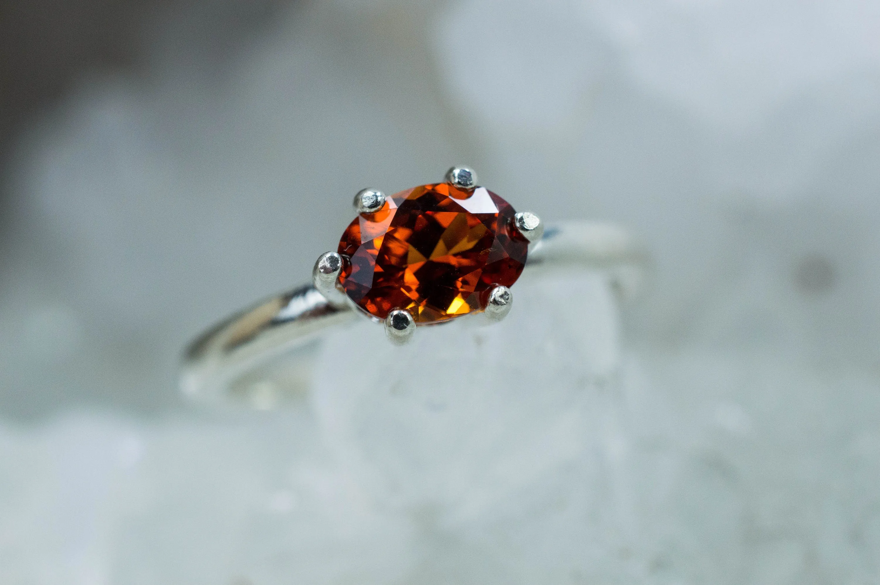 Spessartine Garnet Ring; Genuine Untreated Madagascar Spessartite Garnet