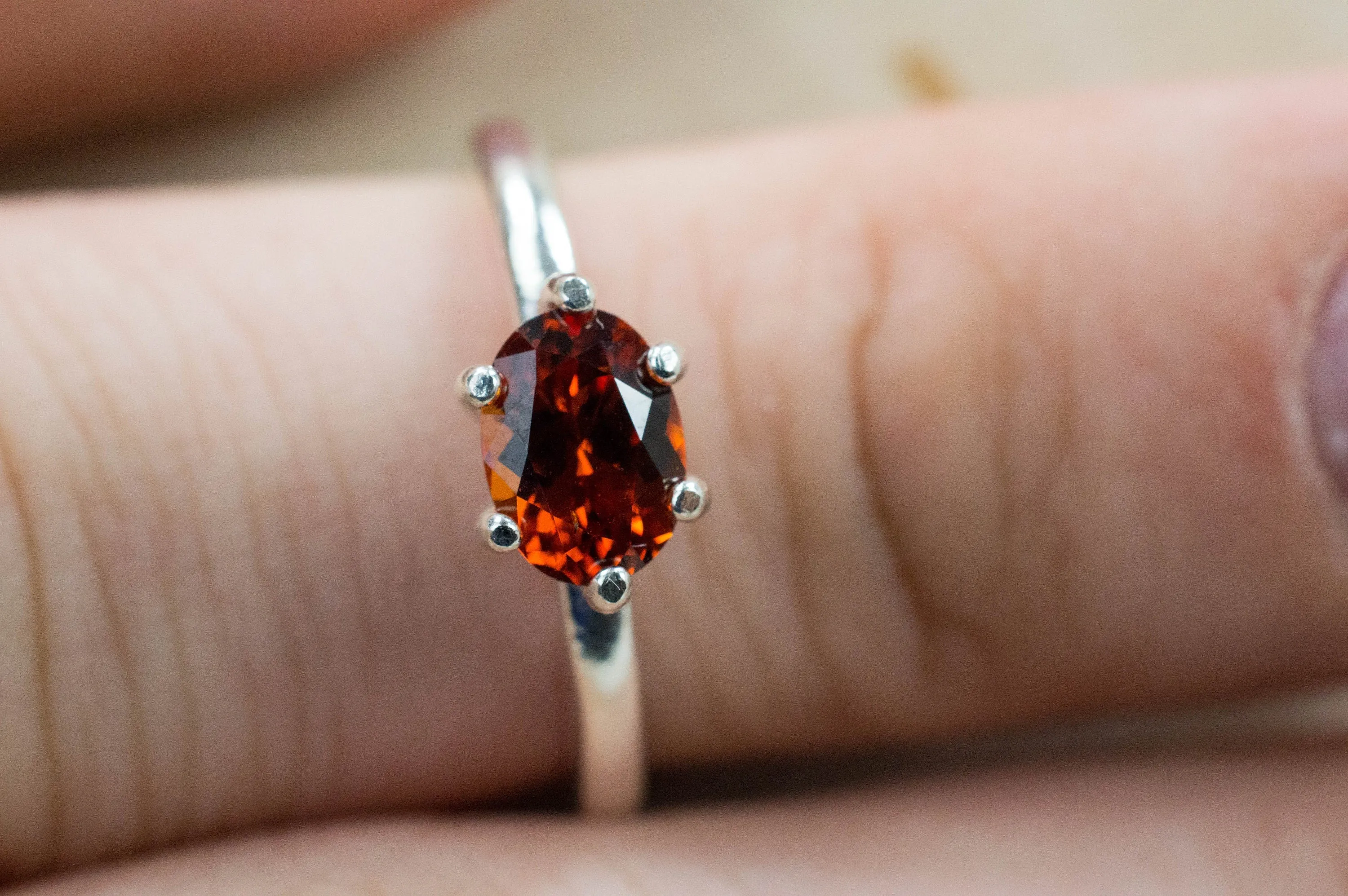 Spessartine Garnet Ring; Genuine Untreated Madagascar Spessartite Garnet
