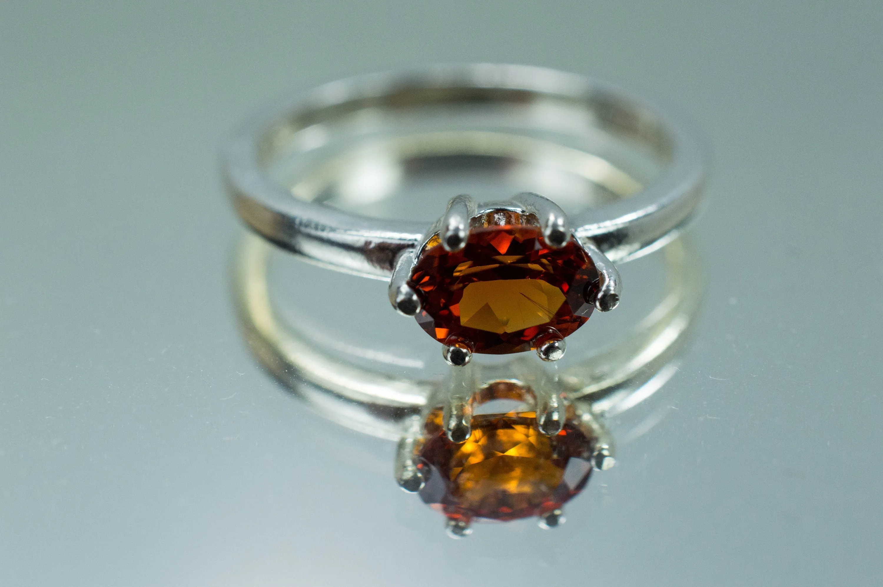 Spessartine Garnet Ring; Genuine Untreated Madagascar Spessartite Garnet