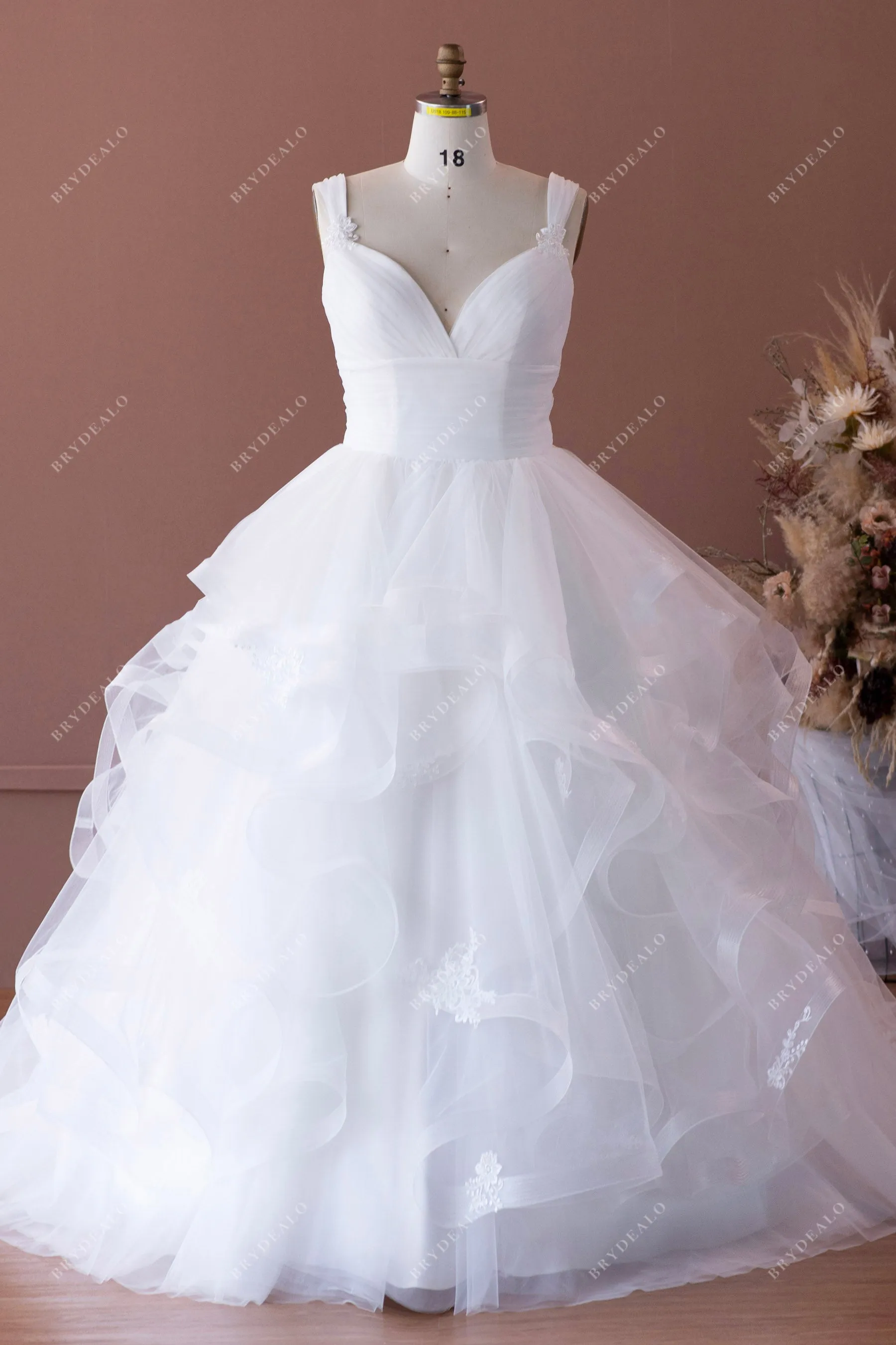 Stunning Straps Empire Waist Tulle Wedding Ball Gown