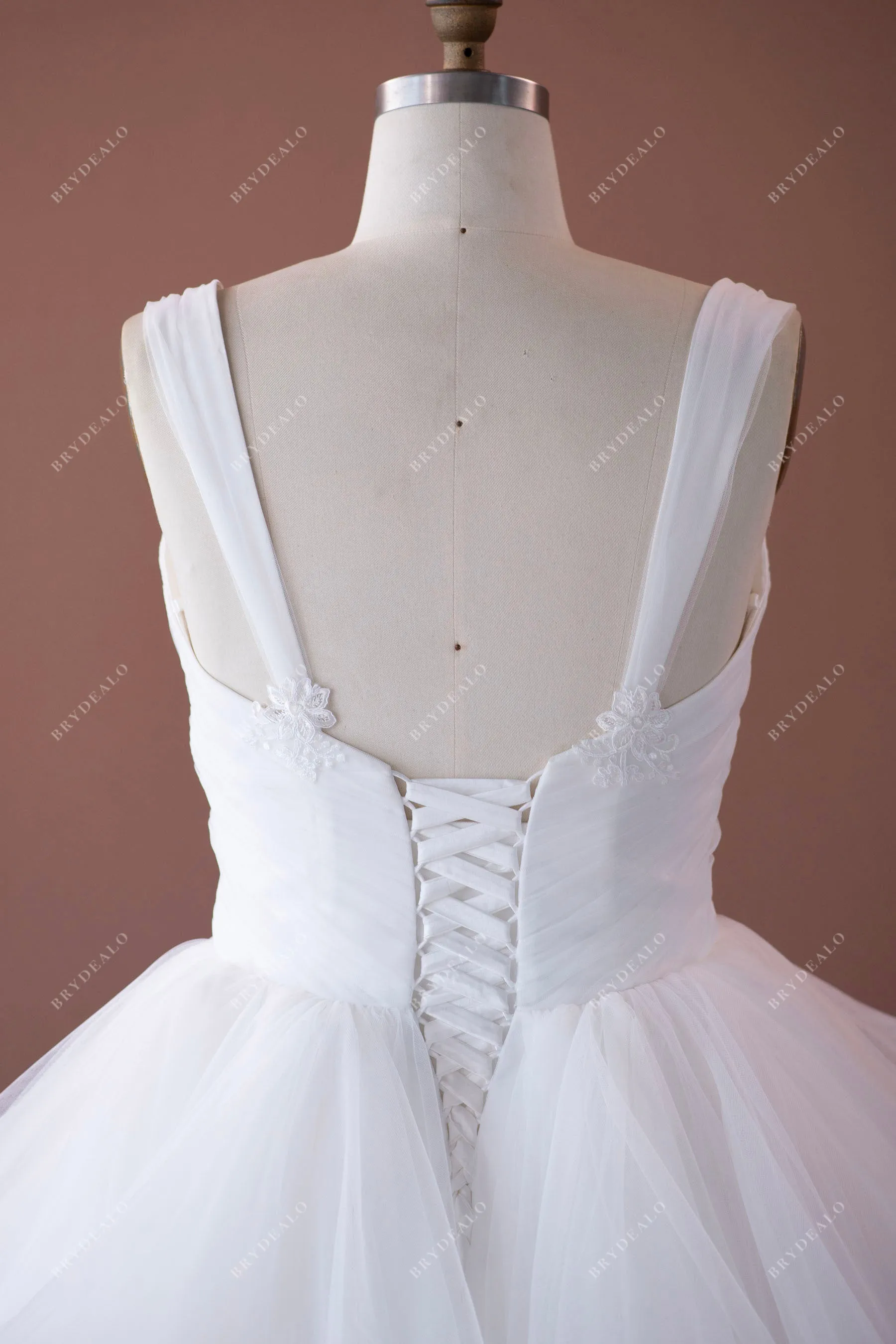 Stunning Straps Empire Waist Tulle Wedding Ball Gown