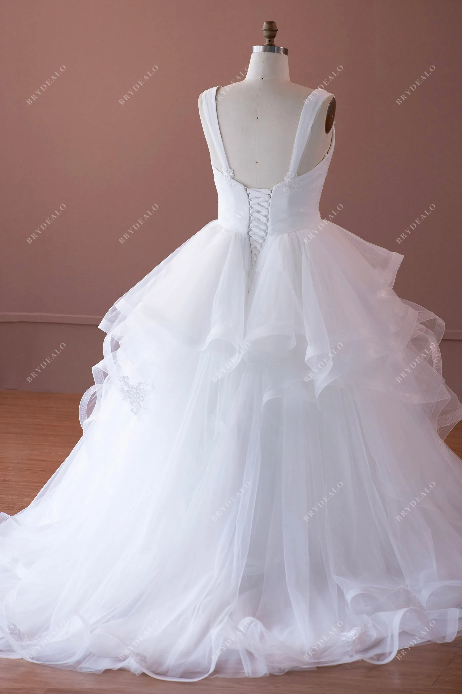Stunning Straps Empire Waist Tulle Wedding Ball Gown
