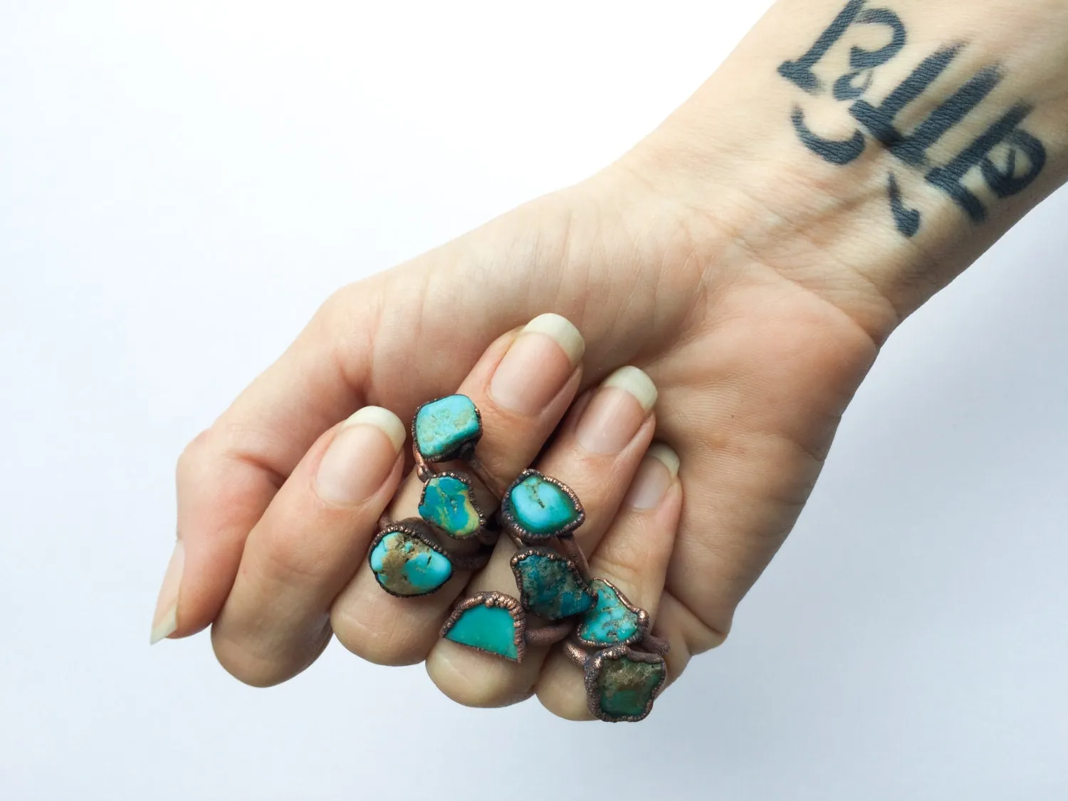 Turquoise nugget ring | Raw turquoise stacking ring
